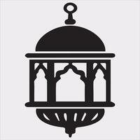 Ramadan lanterns silhouette simple and clean flat line art lamp on white background vector