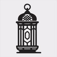 Ramadan lanterns silhouette simple and clean flat line art lamp on white background vector