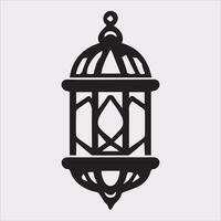 Ramadan lanterns silhouette simple and clean flat line art lamp on white background vector