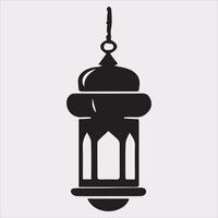 Ramadan lanterns silhouette simple and clean flat line art lamp on white background vector