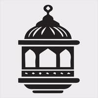 Ramadan lanterns silhouette simple and clean flat line art lamp on white background vector