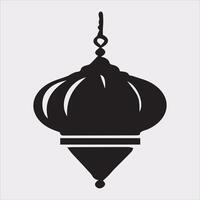 Ramadan lanterns silhouette simple and clean flat line art lamp on white background vector