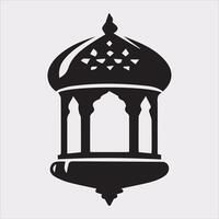 Ramadan lanterns silhouette simple and clean flat line art lamp on white background vector