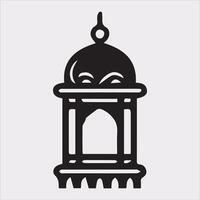 Ramadan lanterns silhouette simple and clean flat line art lamp on white background vector