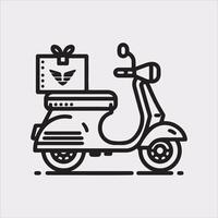 Scooter motor Courier line Art silhouette on white background vector