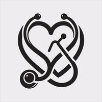 Stethoscope symbol healthe logo silhouette on white background vector