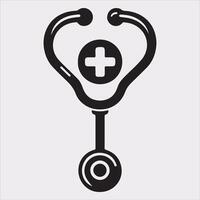 Stethoscope symbol healthe logo silhouette on white background vector
