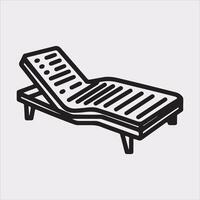 Sunbed icon Thin linear sunbed silhouette on white background vector