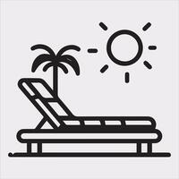 Sunbed icon Thin linear sunbed silhouette on white background vector