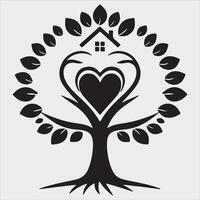 tree logo silhouette on white background vector