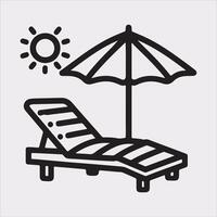 Sunbed icon Thin linear sunbed silhouette on white background vector