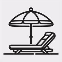 Sunbed icon Thin linear sunbed silhouette on white background vector