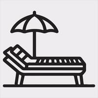 Sunbed icon Thin linear sunbed silhouette on white background vector