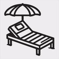 Sunbed icon Thin linear sunbed silhouette on white background vector