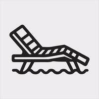 Sunbed icon Thin linear sunbed silhouette on white background vector