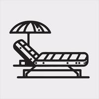 Sunbed icon Thin linear sunbed silhouette on white background vector