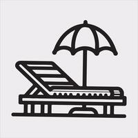 Sunbed icon Thin linear sunbed silhouette on white background vector