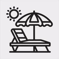 Sunbed icon Thin linear sunbed silhouette on white background vector