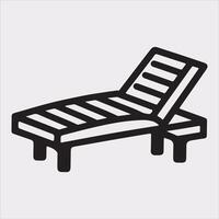 Sunbed icon Thin linear sunbed silhouette on white background vector