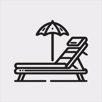 Sunbed icon Thin linear sunbed silhouette on white background vector