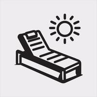 Sunbed icon Thin linear sunbed silhouette on white background vector