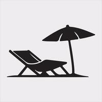 umbrella with chair silhouette on white background vector