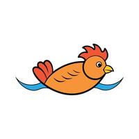 Frizzle Chicken swims icon vector