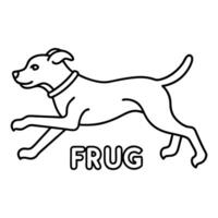 Frug dog runs icon vector