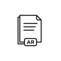 AR File Document Icon outline collection in black vector