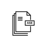 ASE file document icon outline collection in black vector
