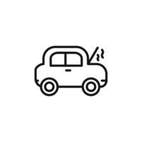 Broken car with open hood icon outline collection in black vector
