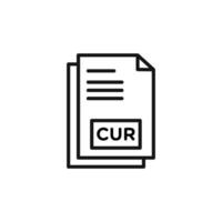 CUR File Document Icon outline collection in black vector