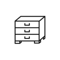 Chest of drawers icon outline collection in black vector