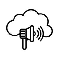 Cloud Marketing icon linear logo mark in black and white vector