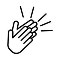 Clapping hand icon linear logo mark in black and white vector