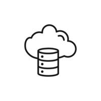 Cloud database icon outline collection in black vector