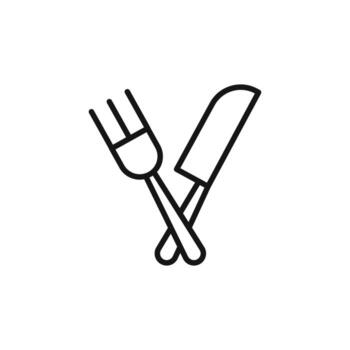 cuchillería icono contorno colección en negro vector