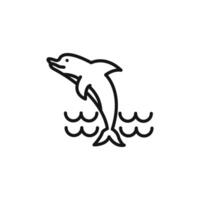 Dolphin icon outline collection in black vector
