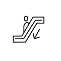 Escalator down icon outline collection in black vector