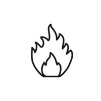 Flame fire icon outline collection in black vector