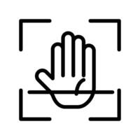 Hand scan icon linear logo mark in black and white vector
