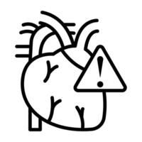 Heart risk icon linear logo mark in black and white vector