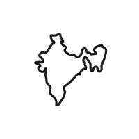 Indian map icon outline collection in black vector