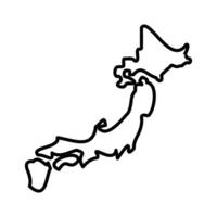 Japan map icon linear logo mark in black and white vector