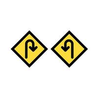Left Right U-Turn Warning icon vector