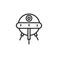 Linear sputnik icon outline collection in black vector