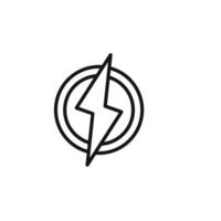Lightning power charge icon outline collection in black vector