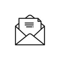 Mail message icon outline collection in black vector
