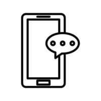 Message phone icon linear logo mark in black and white vector