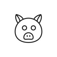 Pig face icon outline collection in black vector